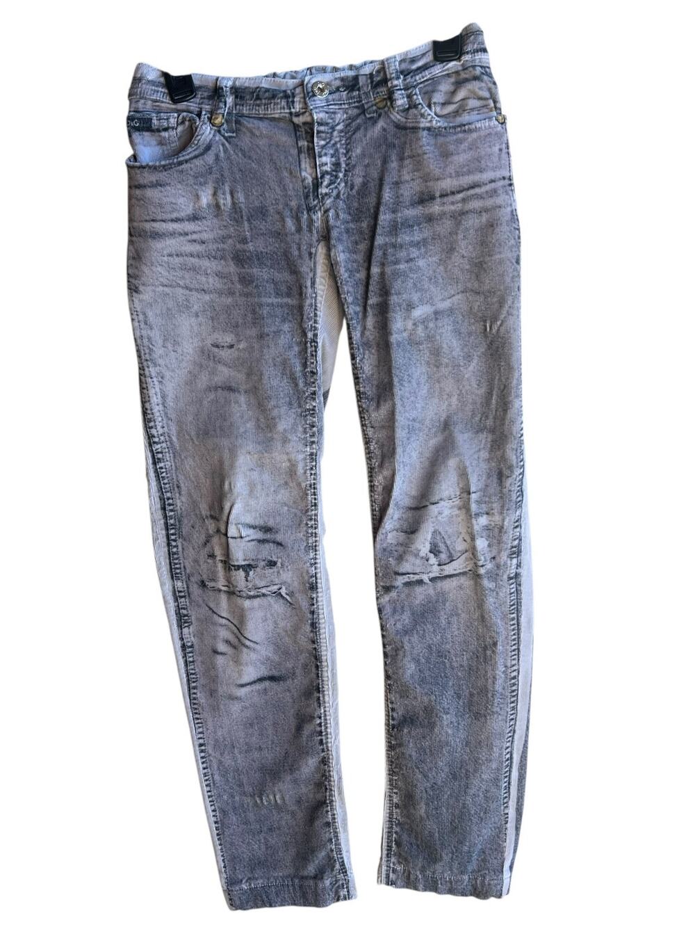 VTG 2000s Dolce & Gabbana Low Rise D&G Zipper Gray Corduroy SZ 30 Y2K Grunge